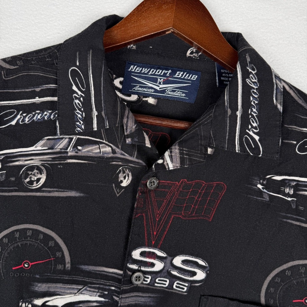 Chevrolet SS 396 427 Muscle Car Print Shirt Newport Blue Mens M Black AOP